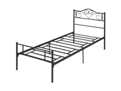 Cama 90 X 200 Cm Em Aço Com Estrado De Ripas, Cabeceira E Peseira, 31 Cm De Altura, Preto