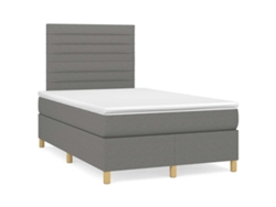 Cama Box Spring Con Colchón Tela Gris Oscuro 120x190 Cm