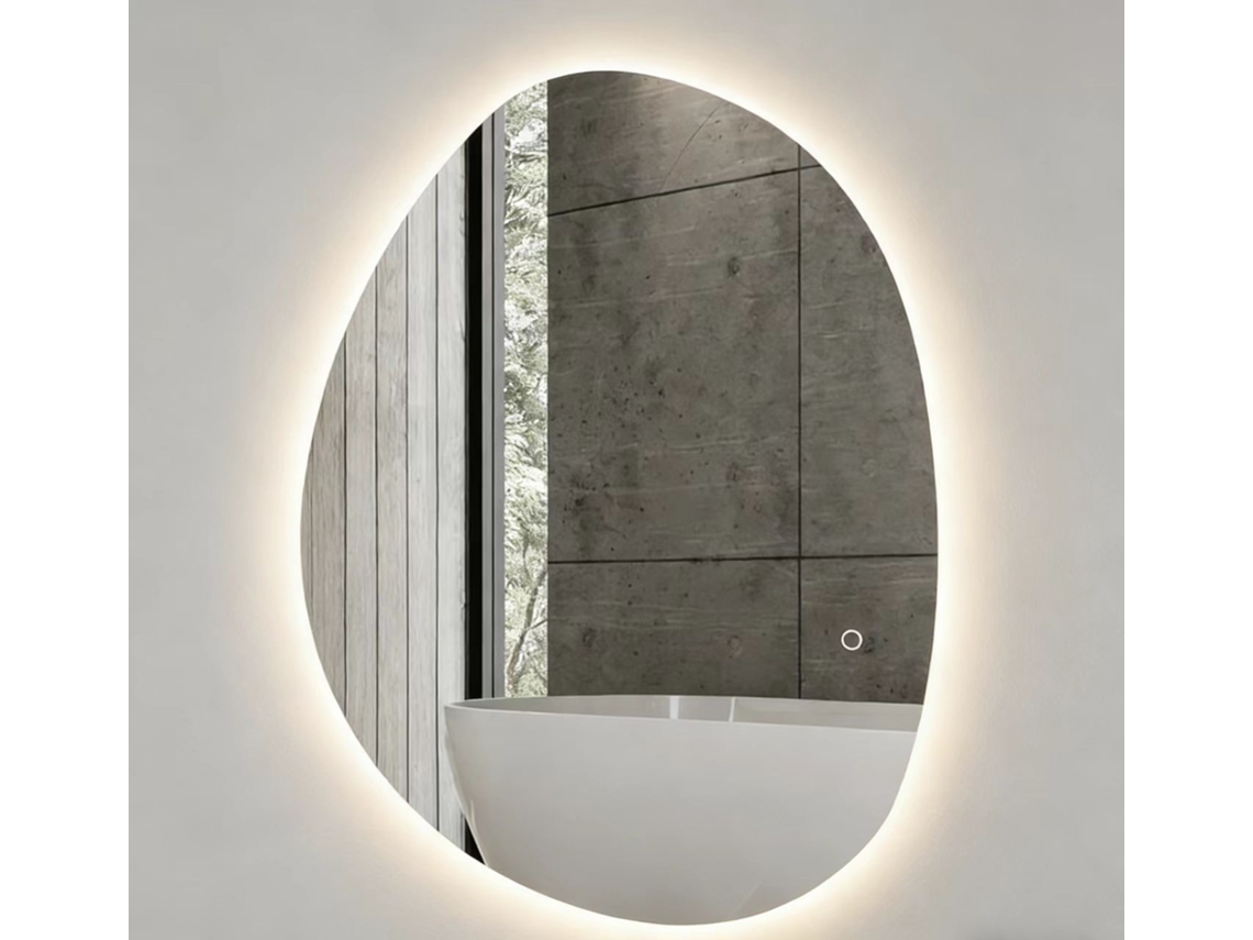 Espejo de baño con iluminación LED, color y temperatura regulables, fabricado en cristal templado, 80x5x60 cm, color plata.