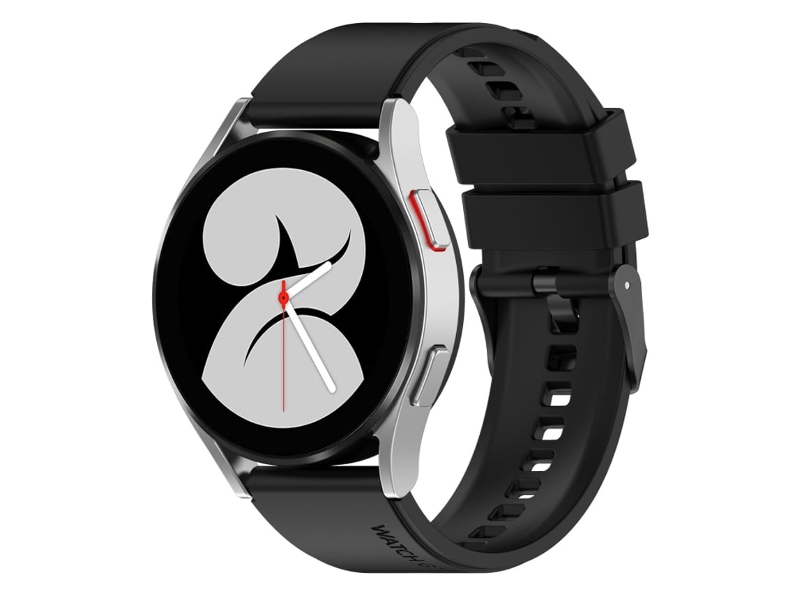 Bracelete Para Samsung Galaxy Watch 5 (40mm) - Silicone Black Buckle Step (20mm) - Preto