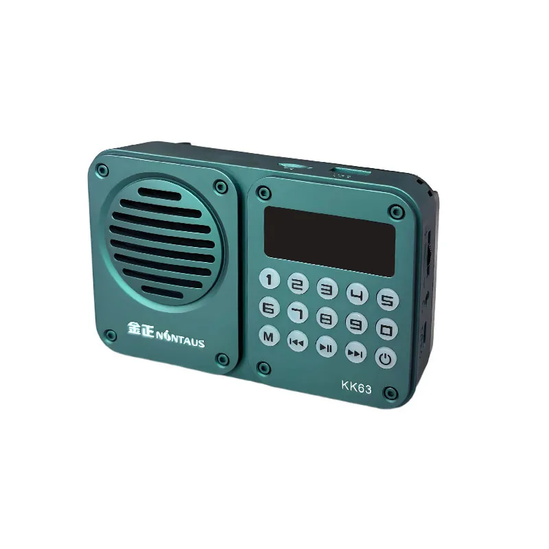 (verde) Radio Fm Portátil Con Botones Retroiluminados, Pantalla Led, Altavoz Bluetooth Inalámbrico Y Reproductor De Música Con Tarjeta Tf/usb.