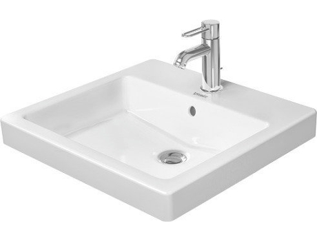 Lavabo empotrado Vero 50cm blanco con rebosadero, con banco para el grifo, 1 agujero para el grifo, Color: Blanco con Wondergliss DURAVIT