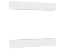 Mueble TV 4 Piezas 100x30x30 Cm Contrachapado Blanco MAISON EXCLUSIVE
