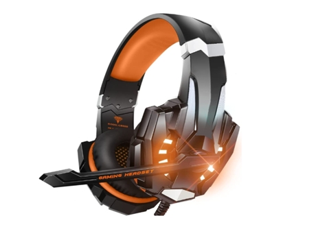 Auriculares estéreo para juegos para Ps4 Pc Xbox One Ps5 controlador auriculares con cancelación de ruido con micrófono luz Led naranja BISBISOUS