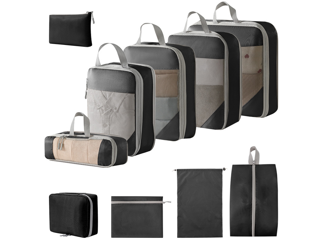 Conjunto De Bolsas Organizadoras Para Malas, Pacote Com 10 Chrui (preto)