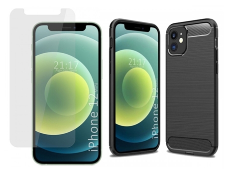 Carcasa + Protector de Pantalla iPhone 12 Mini (5.4) TUMUNDOSMARTPHONE Pack Negro