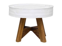 Mesa De Centro Mesa Auxiliar Mesa De Café De Madera Maciza Reciclada Blanco 60x45 Cm Wsd189177