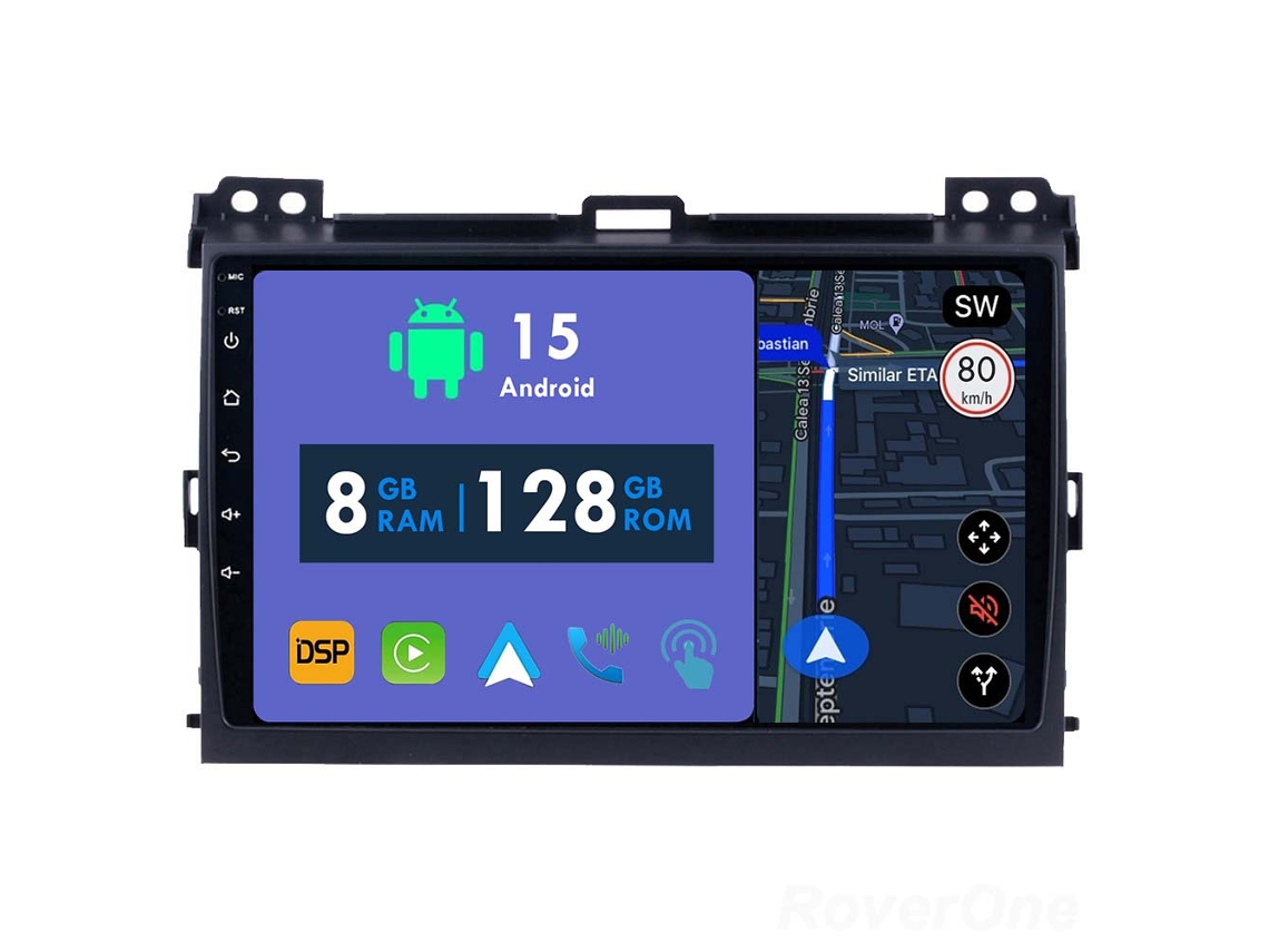 Coche Radio Android Auto Autoradio 8GB RAM 128G ROM CarPlay Navegación GPS Pantalla Táctil RoverOne para Toyota Land Cruiser Prado 120 3 2002 - 2009 