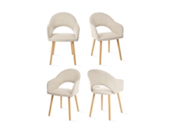Sillas De Comedor Goeurvant 1316(pack De 4, Beige, Tela)