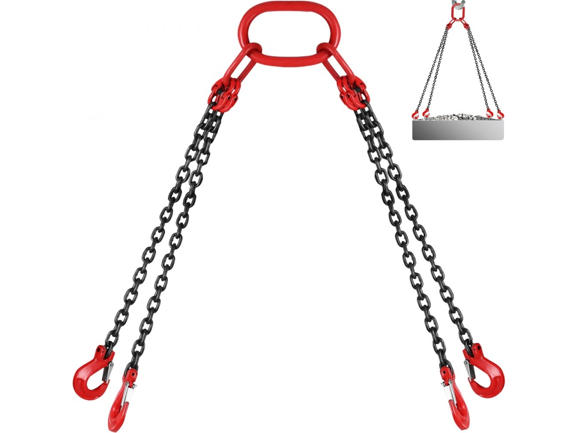 Juego de cadena G80 de 8 mm para elevación de 5 toneladas con ganchos de seguridad Tekmaquinas