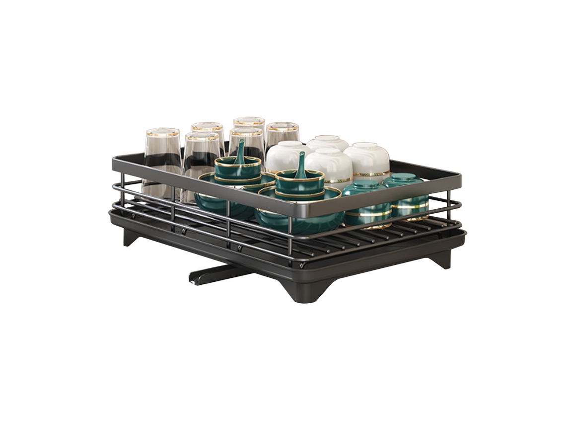Prateleira De Secagem De Pratos De Aço Carbono Para Cozinha Com Design Multifuncional E Grande Capacidade