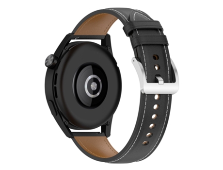 Correa de piel auténtica 22mm para Huawei Watch GT/Samsung Gear S3/Galaxy Watch 46mm - negro