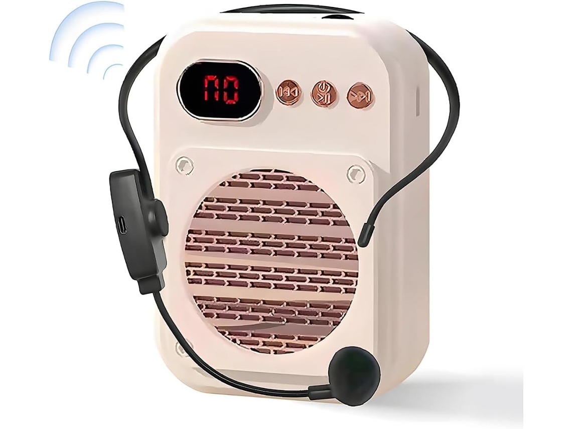 Megáfono inalámbrico portátil Digitallab, recargable y con cancelación de ruido (blanco)