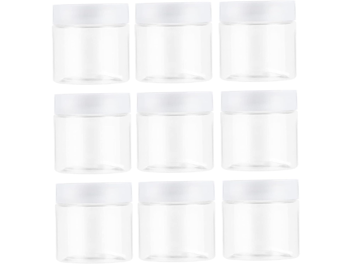 De 12 Potes Cosméticos Com Tampas, Recipientes De Plástico Transparente Para Cremes E Loções