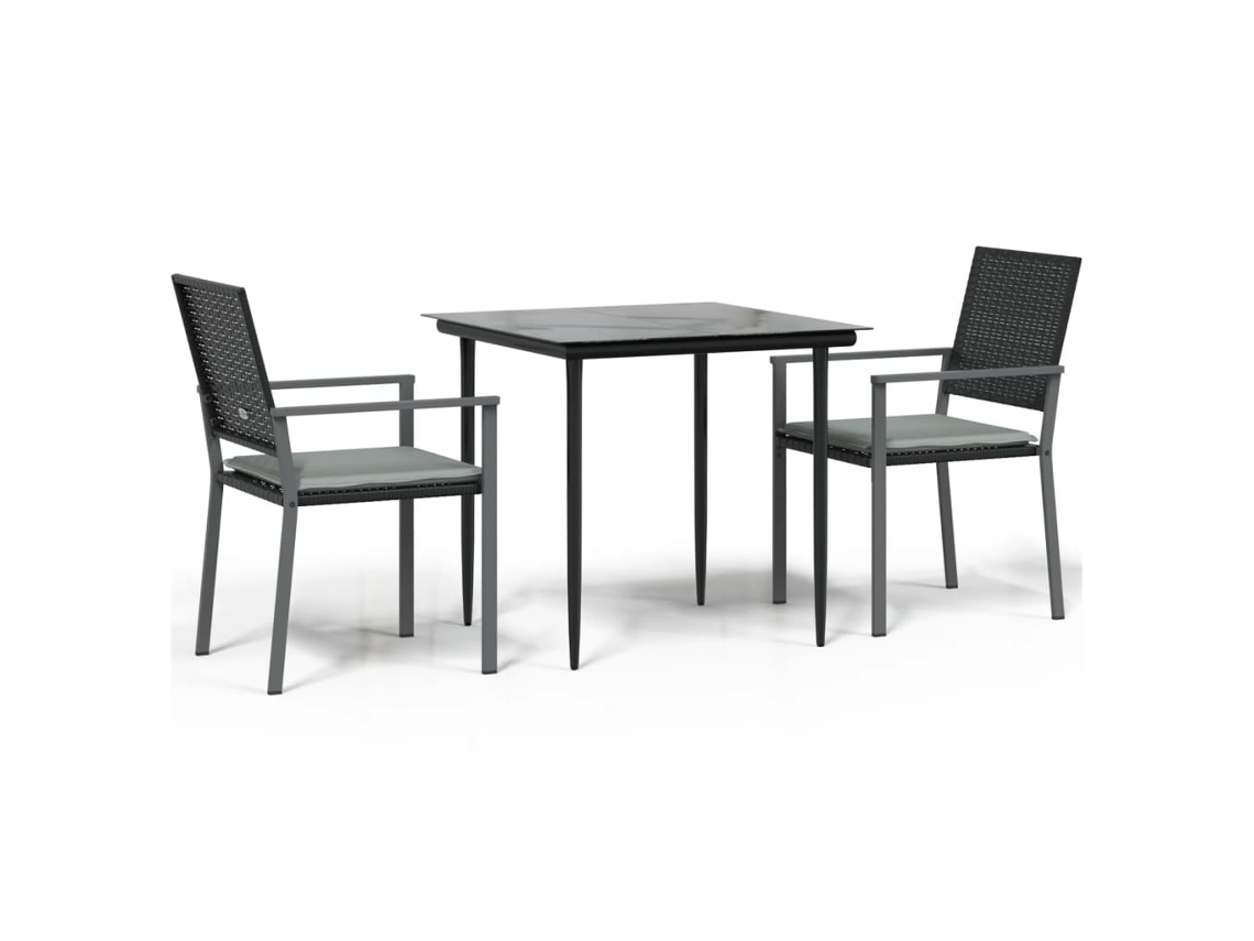 Maison Exclusive - Juego Comedor Jardín 3 Piezas Y Cojines Ratán Sintético Y Acero