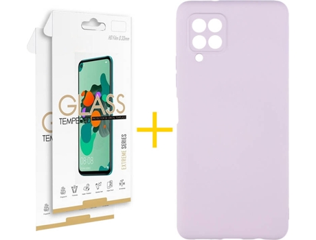 Kit Funda + Protector de Pantalla Samsung A12 5G SKYHE Cristal Templado 3969 Morado