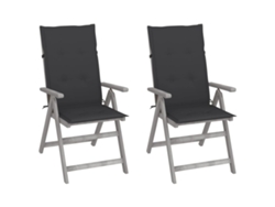 Sillas de jardín reclinables de 2 piezas con cojines DKD Home Decor, acacia maciza