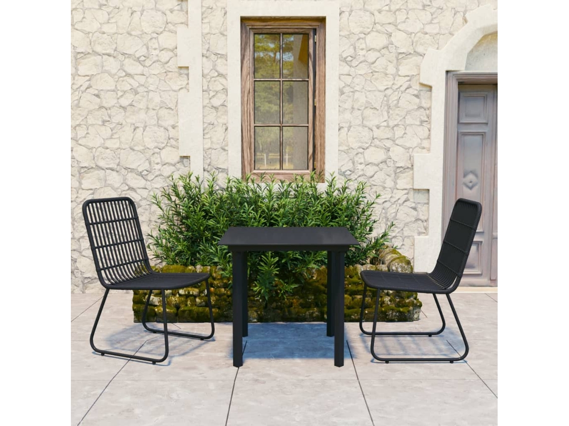 3 Piezas Conjunto De Jantar Para Exterior Vime Pe E Vidro Dkd Home Decor