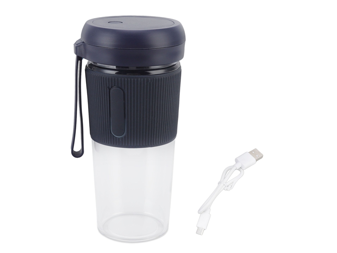 Licuadora portátil de 300 ml y 30 W con cuchilla de acero inoxidable, batería de 1200 mAh, carga USB, fácil de usar, ideal para viajes y hogar.
