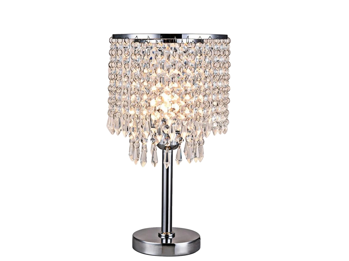 Lámpara de mesa, cristal, diseño elegante, marfil, blanco, plata (OEM)