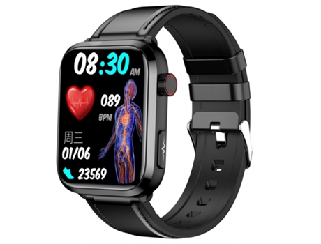 Smartwatch ET210 1.91" pantalla de IP67 IPS con la correa de cuero impermeable, supervisión de la temperatura del cuerpo de la ayuda