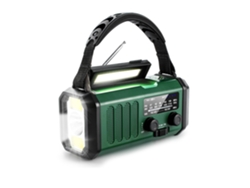Radio de emergencia portátil Viewleaf con 10000 mAh, FM/AM/NOAA, energía solar, manivela, linterna LED, alarma SOS y batería externa.