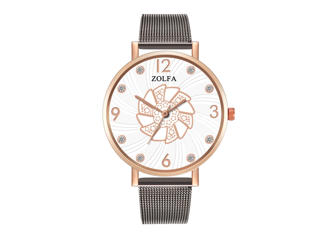 Reloj De Cuarzo Unisex Casual Con Correa De Malla Y Cristales (plata Negro Oro Rosa)