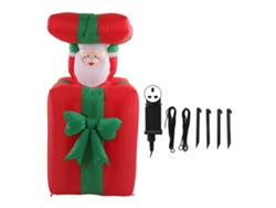 Adorno navideño inflable de Santa Luz y caja de regalo