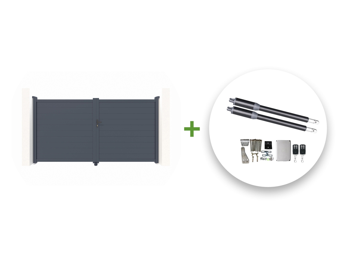 Pack portón eléctrico batiente EIGER 3m H.180cm + motor ranger b150