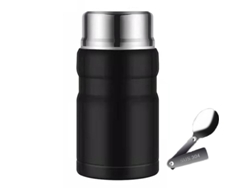 Botella termo Rebe-linjou de acero inoxidable 304 con aislamiento al vacío, apta para alimentos, ideal para niños y adultos, color negro, 750 ml.