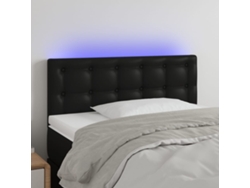 Cabecero Con Led Cuero Sintético Negro 90x5x78/88 Cm