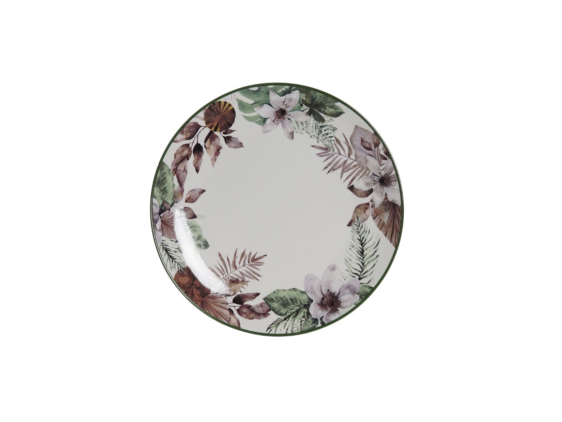 Plato Llano Dkd Home Decor Flores Porcelana (27 X 27 X 2 Cm)