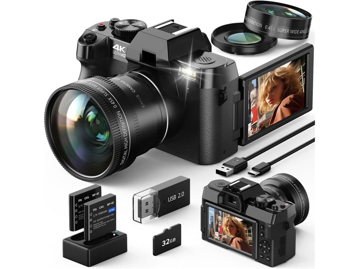 Cámara Digital Compacta 4k, Webcam Wi-fi, Grabadora De Vídeo Para Vlogs.