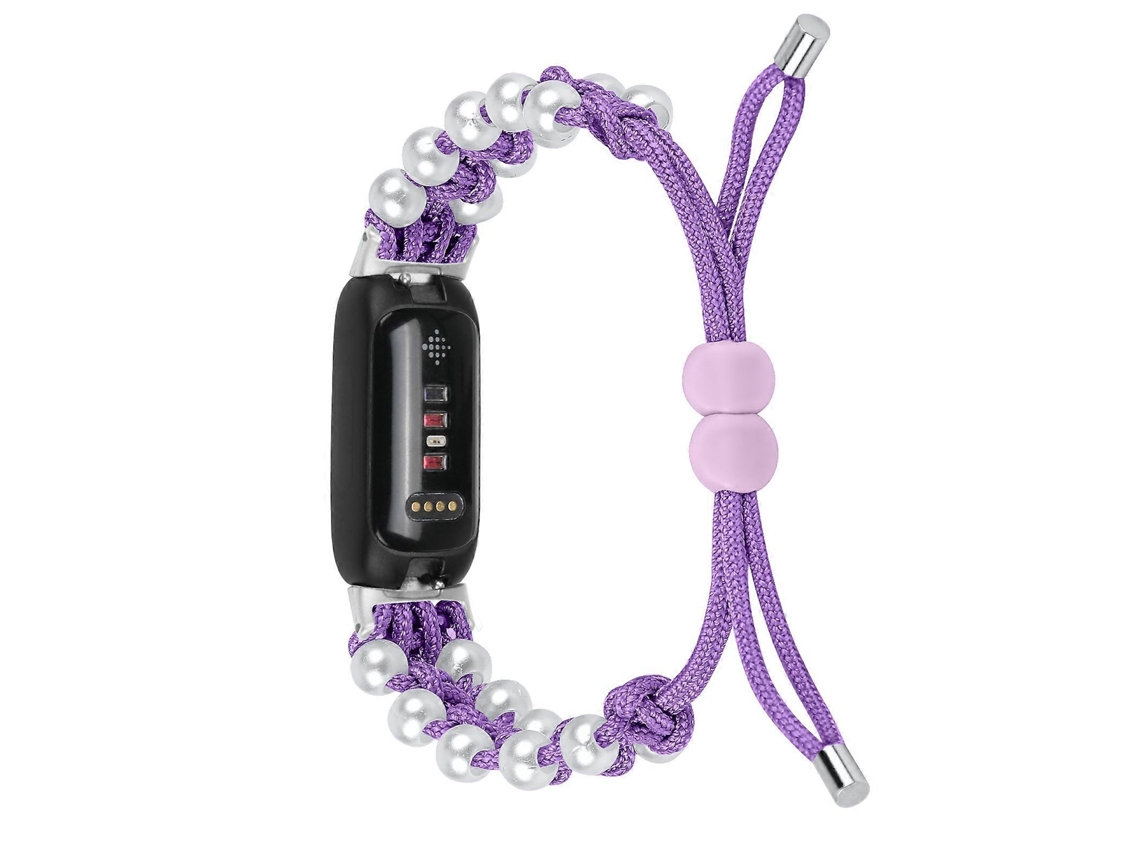 Correa ajustable para reloj inteligente con cuerda trenzada y decoración de perlas para Fitbit Inspire 3 Ly Ebike
