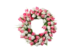 Nueva guirnalda de tulipanes abierta de 20 pulgadas, rosa y blanco