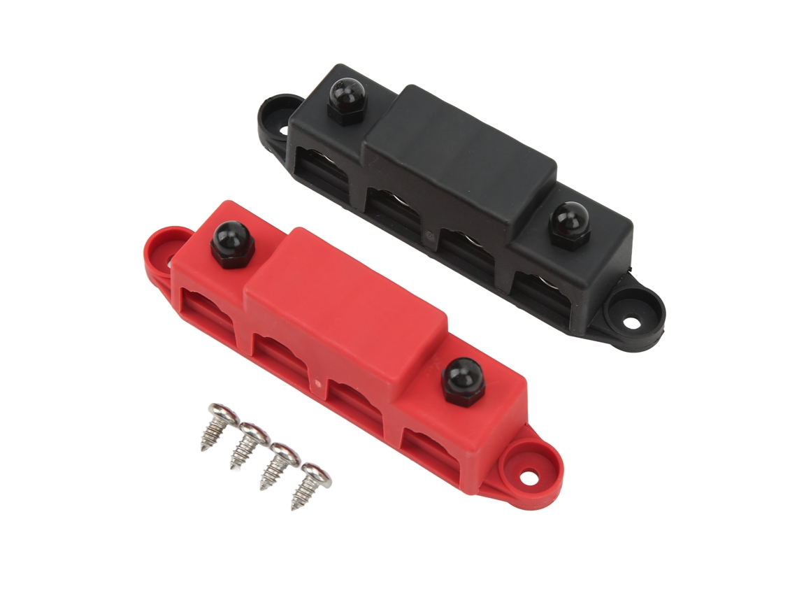 Yncm2026-2 Piezas Bloque De Distribución De Potencia 4 X 5/16in Rojo Negro Barra Bus 250a Para Rv 48v Dc