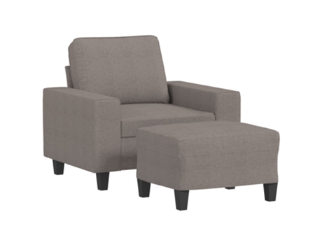 Sillón Con Taburete VIDAXL Gris Topo Tela