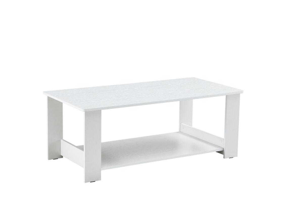 Mesa auxiliar blanca de madera de 110 x 55 x 42 cm, 2 niveles, Ziwei Store