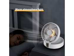 Ventilador de mesa/pared silencioso recargable con luz ambiental.