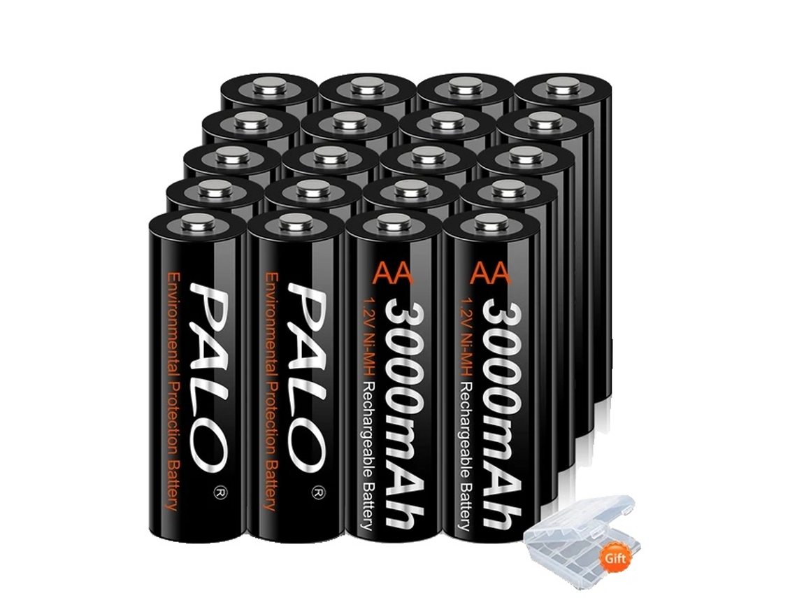 Pilas AA recargables, 100% originales, capacidad de 3000 mAh, precargadas, 1,2 V, 20 unidades (OEM)