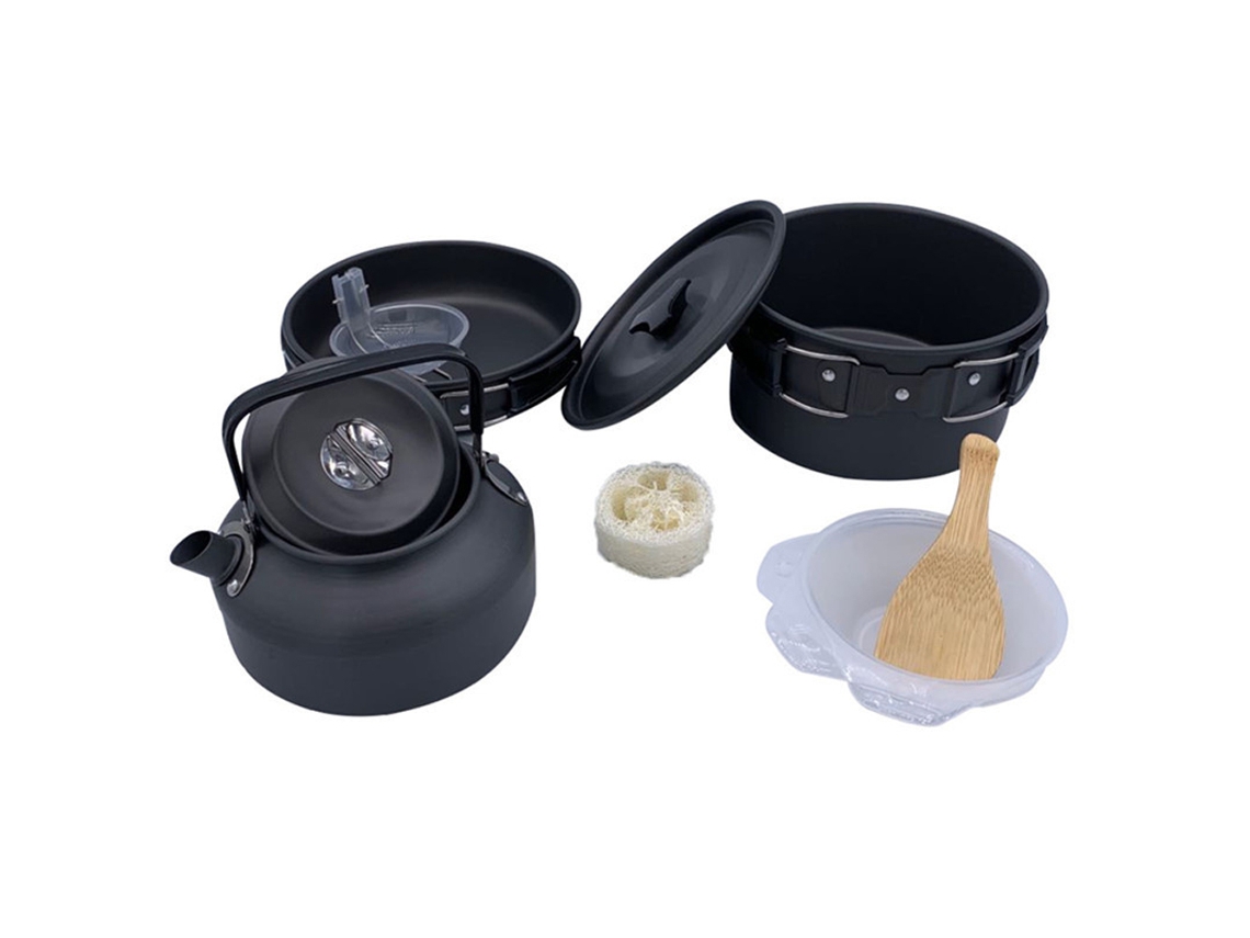 Juego De Utensilios De Cocina Portátiles Para Camping Y Senderismo Con Olla Y Sartén De Aluminio - Accesorio Para Cocinar Al Aire Libre
