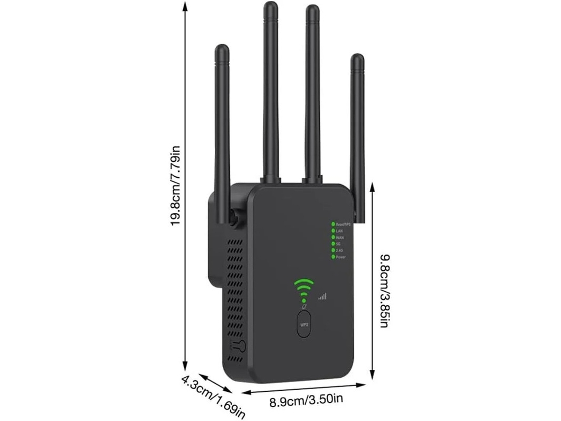 Amplificador extensor de señal WiFi de 300/1200 Mbps para una cobertura doméstica de hasta 9800 pies cuadrados (2, 4 y 5 GHz) Yizhood
