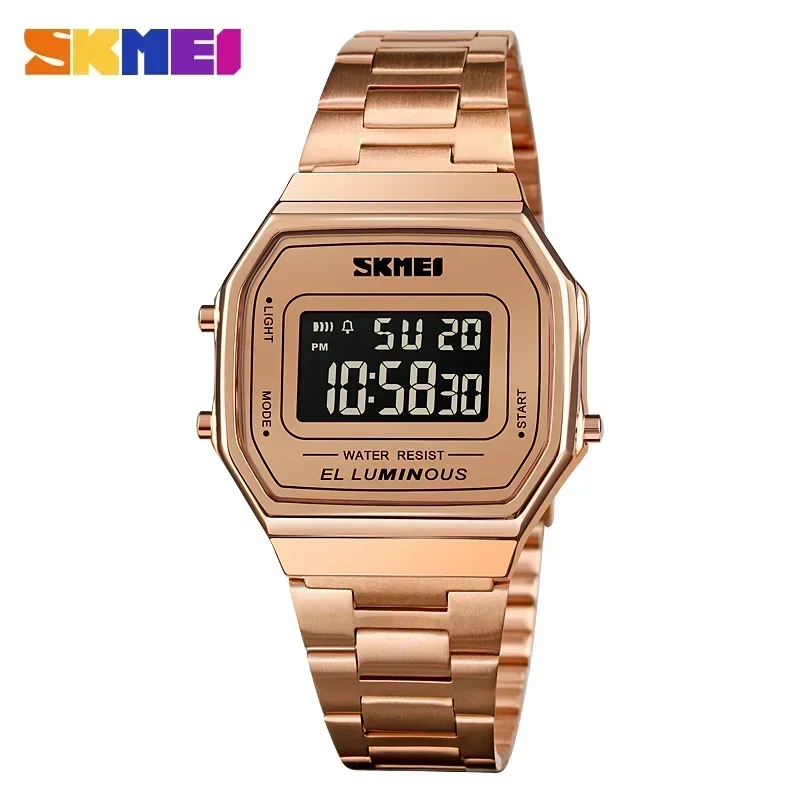 Reloj Digital Led (oro Rosa), Reloj De Pulsera Casual Y Sencillo Para Hombre, Correa De Acero Inoxidable.