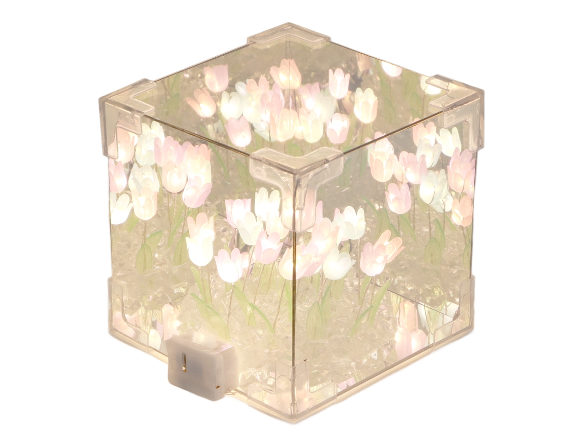 Mali luz de Noite Tulipa 2 em 1 Lâmpada de Espelho Cubo Diy Decorativa Led Presente Aniversário