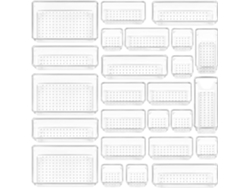 Juego de 25 cajas organizadoras transparentes para armarios, despensas y cómodas, en 4 tamaños. Gokoco