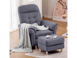 Sillón reclinable con otomana y respaldo de 4 posiciones, tapizado en chenilla gris | COMHOMA