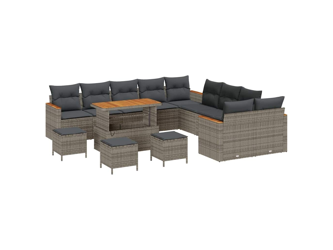 Maison Exclusive - Conjunto De Sofás De Jardín 18 Pcs Gris Ratán Sintético