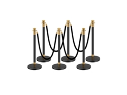 Juego de 6 Postes de Control con Cordones de Terciopelo Negro para Eventos Tekmaquinas