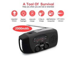 Generador solar de emergencia con manivela, radio portátil AM/FM/NOAA, linterna LED, alarma SOS y batería externa de 2000/5000/10000 mAh. Viewleaf