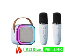 Karaoke portátil para niños Gusshious K12 con Bluetooth y micrófonos semi-inalámbricos - Azul